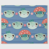 Spielerischer Frosch und Pilzmuster Geschenkpapier (Flach)