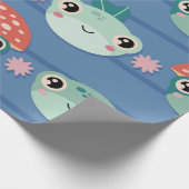 Spielerischer Frosch und Pilzmuster Geschenkpapier (Ecke)