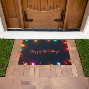 Spielerischer Happy Holidays mit farbenfrohen Lich Fußmatte