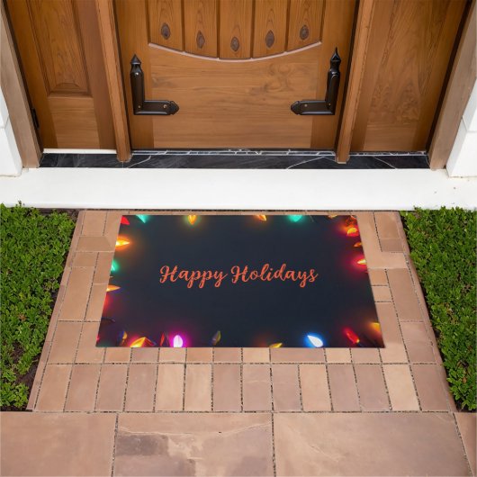 Spielerischer Happy Holidays mit farbenfrohen Lich Fußmatte (Außenbereich)
