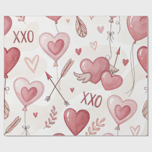 Spielerischer Herzschlag XOXO Valentine Geschenkpapier