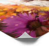 Spielerischer Hund, der durch farbenfrohe Blume lä Poster (Ecke)