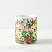 Spielerischer Hund mit Garden-Rose und Natur-Blume Kaffeetasse (Mittel)