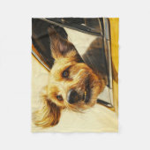 Spielerischer Hund Spaß an der Autofahrt Kunst dru Fleecedecke (Vorderseite)