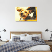 Spielerischer Hund Spaß an der Autofahrt Kunst dru Leinwanddruck (Insitu (Schlafzimmer))