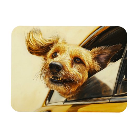 Spielerischer Hund Spaß an der Autofahrt Kunst dru Magnet (Horizontal)