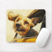 Spielerischer Hund Spaß an der Autofahrt Kunst dru Mousepad (Mit Mouse)