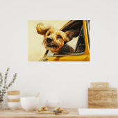 Spielerischer Hund Spaß an der Autofahrt Kunst dru Poster (Küche)