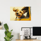 Spielerischer Hund Spaß an der Autofahrt Kunst dru Poster (Heimbüro)