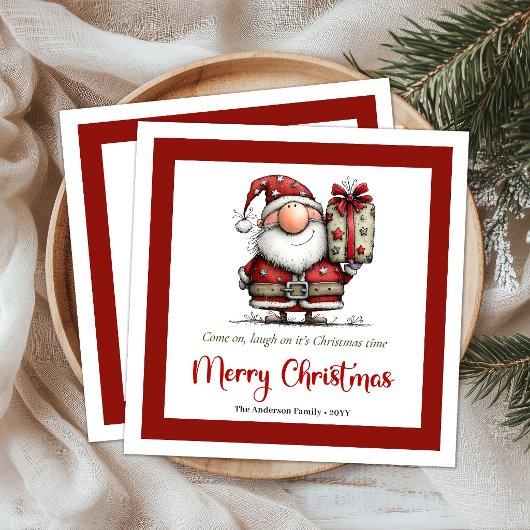 Spielerischer Lustiger Quirkiger Weihnachtsmann Ca Serviette