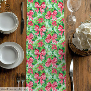 Spielerischer magenta-grüner preppy-Weihnachtsläuf Mittelgroßer Tischläufer