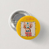Spielerischer Rentier mit Geschenk Button (Vorne & Hinten)