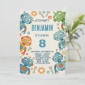 Spielerischer Roboter zum Geburtstag Einladung für (Stehend Vorderseite)