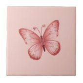 Spielerischer Rosa Schmetterling Fliese (Vorderseite)