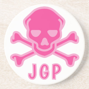 Spielerischer Rosa-Totenkopf-Kreuzknochen-Säugling Getränkeuntersetzer