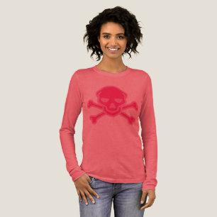Spielerischer Rosa-Totenkopf-Kreuzknochen-Säugling Tri-Blend Shirt