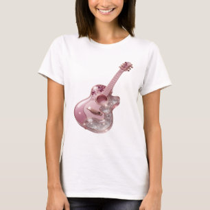 Spielerischer Silberner PINK GLITTER GUITAR Druck T-Shirt