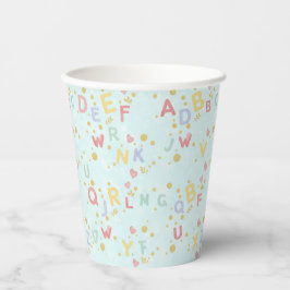 Spielerisches Alphabet Wasserfarbe Herzen & golden Pappbecher