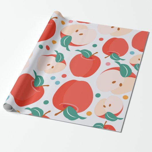 Spielerisches Apple-Muster Geschenkpapier (Ungerollt)