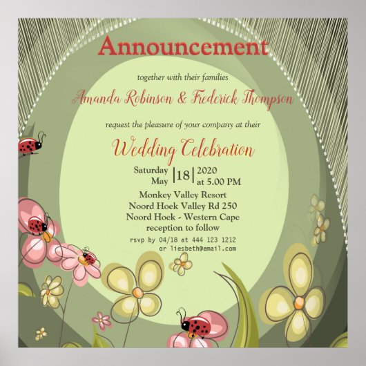 Spielerisches Aussehen mit Blume und Ladybird Poster (Vorne)