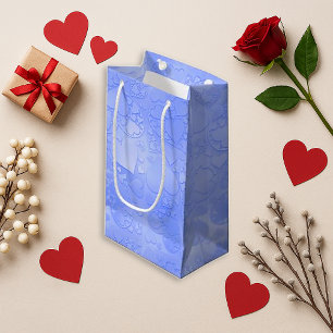 Spielerisches blaues Cartoon-Herzmuster-Design Kleine Geschenktüte