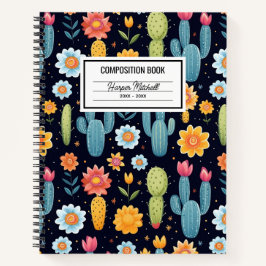 Spielerisches Cactus Pattern-Komposition-Notebook Notizblock
