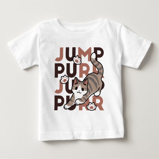 Spielerisches Cat Jump Design - Jump Purr Pun Artw Baby T-shirt (Vorderseite)