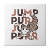 Spielerisches Cat Jump Design - Jump Purr Pun Artw Fliese (Vorderseite)