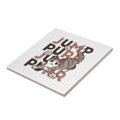Spielerisches Cat Jump Design - Jump Purr Pun Artw Fliese (Seite)