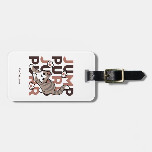 Spielerisches Cat Jump Design - Jump Purr Pun Artw Gepäckanhänger (Vorderseite horizontal)