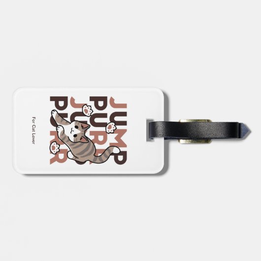 Spielerisches Cat Jump Design - Jump Purr Pun Artw Gepäckanhänger (Rückseite horizontal)