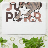Spielerisches Cat Jump Design - Jump Purr Pun Artw Geschirrtuch (Gefaltet)