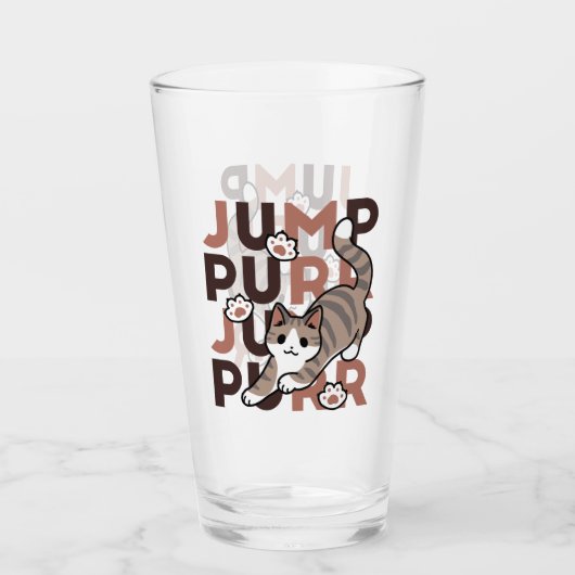 Spielerisches Cat Jump Design - Jump Purr Pun Artw Glas (Vorderseite)