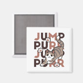 Spielerisches Cat Jump Design - Jump Purr Pun Artw Magnet (Vorderseite/Rückseite)