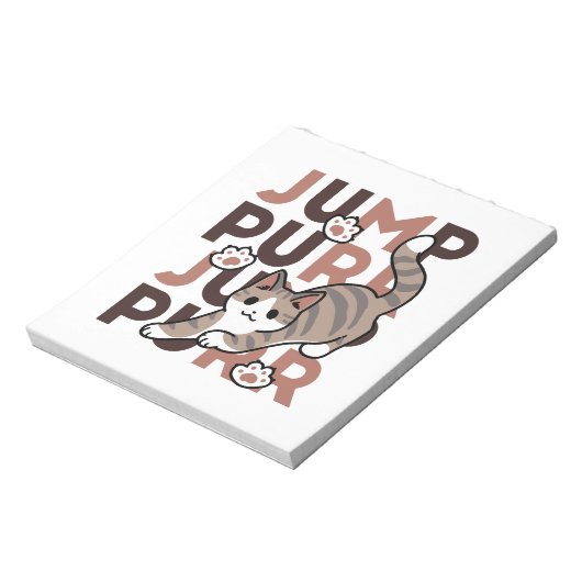 Spielerisches Cat Jump Design - Jump Purr Pun Artw Notizblock (Rotiert)