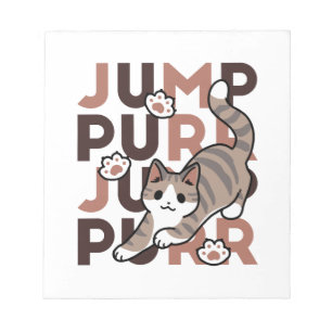 Spielerisches Cat Jump Design - Jump Purr Pun Artw Notizblock