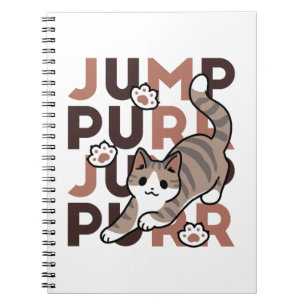 Spielerisches Cat Jump Design - Jump Purr Pun Artw Notizblock