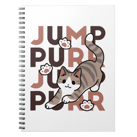 Spielerisches Cat Jump Design - Jump Purr Pun Artw Notizblock (Vorderseite)