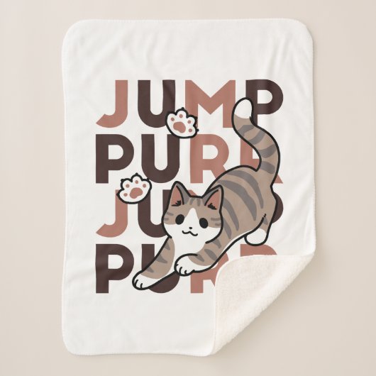 Spielerisches Cat Jump Design - Jump Purr Pun Artw Sherpadecke (Vorderseite)