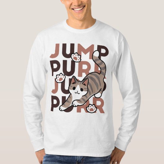 Spielerisches Cat Jump Design - Jump Purr Pun Artw T-Shirt (Vorderseite)