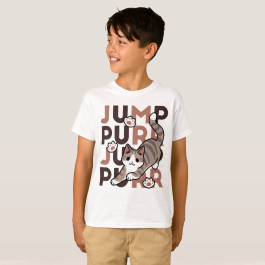 Spielerisches Cat Jump Design - Jump Purr Pun Artw T-Shirt (Vorne ganz)