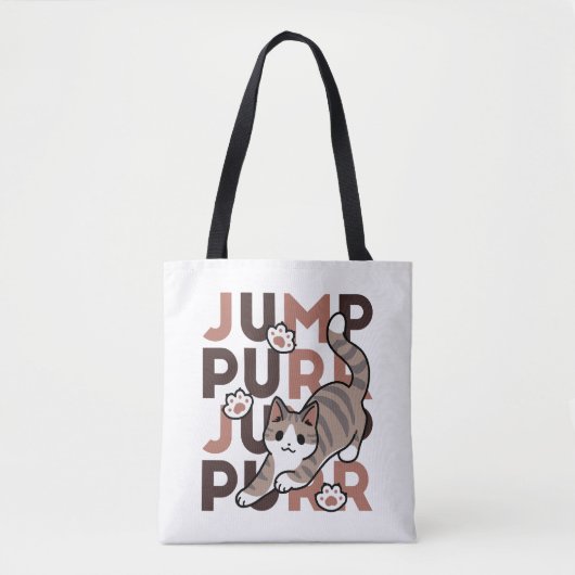Spielerisches Cat Jump Design - Jump Purr Pun Artw Tasche (Vorderseite)