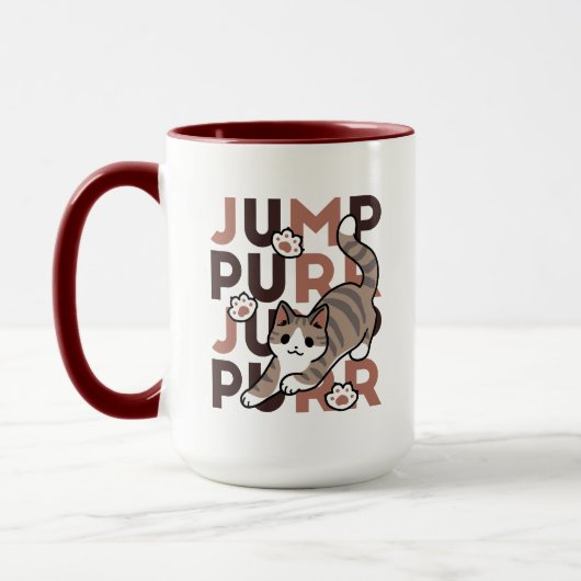 Spielerisches Cat Jump Design - Jump Purr Pun Artw Tasse (Links)