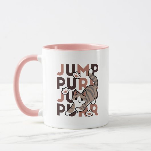 Spielerisches Cat Jump Design - Jump Purr Pun Artw Tasse (Links)