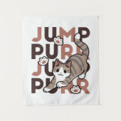 Spielerisches Cat Jump Design - Jump Purr Pun Artw Wandteppich (Vorderseite)