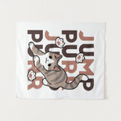 Spielerisches Cat Jump Design - Jump Purr Pun Artw Wandteppich (Vorderseite (Horizontal))