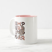 Spielerisches Cat Jump Design - Jump Purr Pun Artw Zweifarbige Tasse (Vorderseite Links)