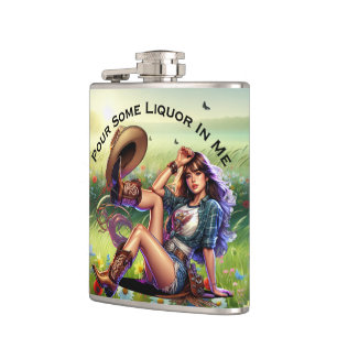 Spielerisches Cowgirl Liquor Vinyl Wrapped Flask Flachmann