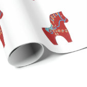 Spielerisches Dala Rotes Pferd Wrapping Paper Geschenkpapier (Rolleneckpunkt)