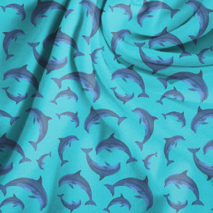 Spielerisches Delphinenmuster Aqua Navy Stoff